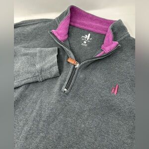 Johnnie O Sweater Mens Sz L Gray Pullover 1/4 Zip Preppy Casual Golf Y6